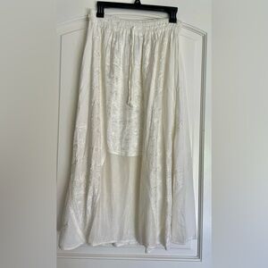 Peasant Boho White Embroidered Skirt